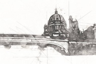 Berlin sanat eskizi çizimi eğlenceli tasarım antika retro