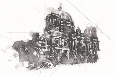 Berlin sanat eskizi çizimi eğlenceli tasarım antika retro