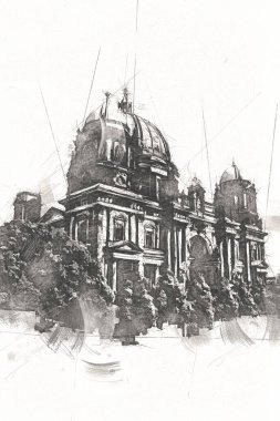 Berlin sanat eskizi çizimi eğlenceli tasarım antika retro