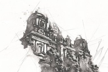 Berlin sanat eskizi çizimi eğlenceli tasarım antika retro