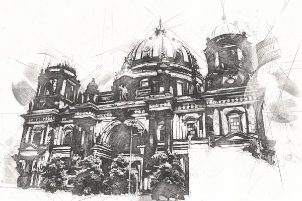 Berlin Dessin Art Croquis Illustration Fun Design Vintage Rétro — Photo