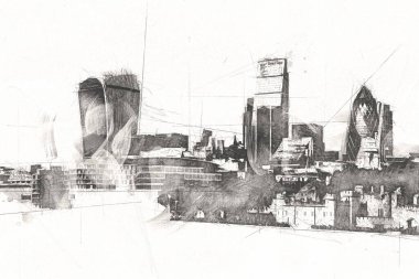 Londra sanat tasarımı çizimi çizimi eğlenceli tasarım antika retro