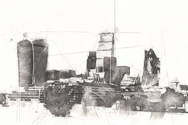 Londra sanat tasarımı çizimi çizimi eğlenceli tasarım antika retro