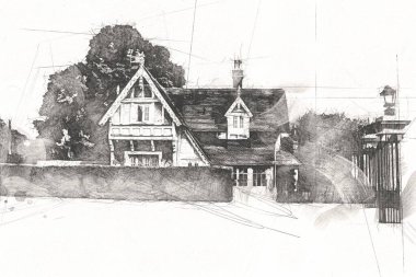 Londra sanat tasarımı çizimi çizimi eğlenceli tasarım antika retro