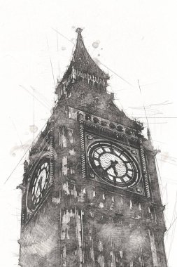 Londra sanat tasarımı çizimi çizimi eğlenceli tasarım antika retro