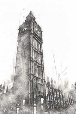 Londra sanat tasarımı çizimi çizimi eğlenceli tasarım antika retro