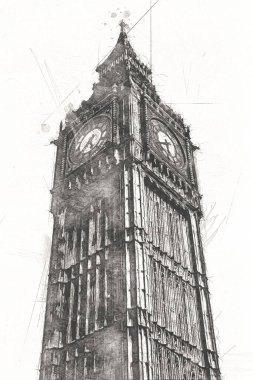 Londra sanat tasarımı çizimi çizimi eğlenceli tasarım antika retro