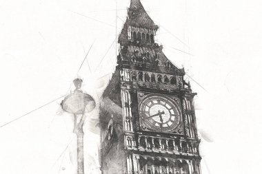 Londra sanat tasarımı çizimi çizimi eğlenceli tasarım antika retro