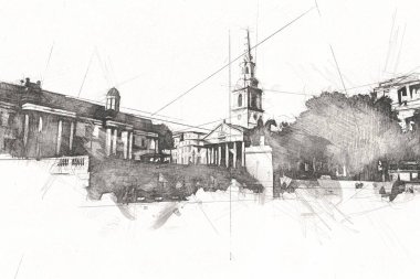 Londra sanat tasarımı çizimi çizimi eğlenceli tasarım antika retro