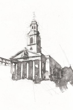 Londra sanat tasarımı çizimi çizimi eğlenceli tasarım antika retro