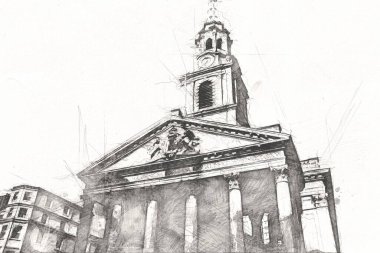 Londra sanat tasarımı çizimi çizimi eğlenceli tasarım antika retro