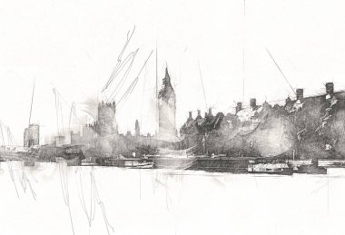 Londra sanat tasarımı çizimi çizimi eğlenceli tasarım antika retro