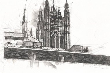 Londra sanat tasarımı çizimi çizimi eğlenceli tasarım antika retro