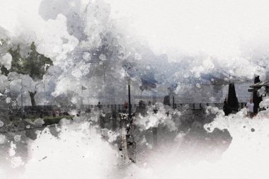 Londra sanat tasarımı çizimi çizimi eğlenceli tasarım antika retro