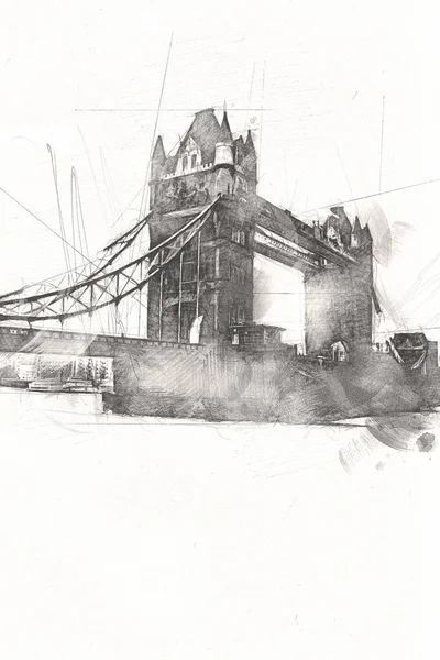 Londres Dessin Art Croquis Illustration Fun Design Vintage Rétro — Photo