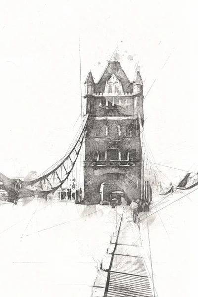 Londres Dessin Art Croquis Illustration Fun Design Vintage Rétro — Photo