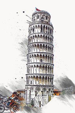 Pisa sanat eskizi çizimi eğlenceli tasarım antika eski sanat fotoğrafçılığı