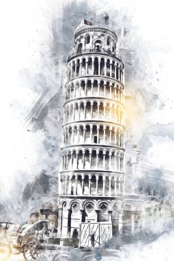Pisa sanat eskizi çizimi eğlenceli tasarım antika eski sanat fotoğrafçılığı