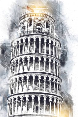 Pisa sanat eskizi çizimi eğlenceli tasarım antika eski sanat fotoğrafçılığı