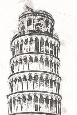 Pisa sanat eskizi çizimi eğlenceli tasarım antika eski sanat fotoğrafçılığı