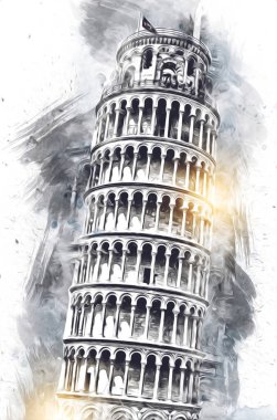 Pisa sanat eskizi çizimi eğlenceli tasarım antika eski sanat fotoğrafçılığı