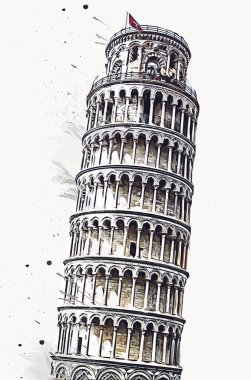 Pisa sanat eskizi çizimi eğlenceli tasarım antika eski sanat fotoğrafçılığı