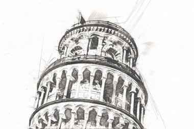 Pisa sanat eskizi çizimi eğlenceli tasarım antika eski sanat fotoğrafçılığı