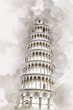 Pisa sanat eskizi çizimi eğlenceli tasarım antika eski sanat fotoğrafçılığı