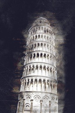 Pisa sanat eskizi çizimi eğlenceli tasarım antika eski sanat fotoğrafçılığı