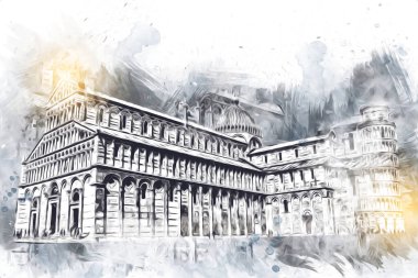 Pisa sanat eskizi çizimi eğlenceli tasarım antika eski sanat fotoğrafçılığı