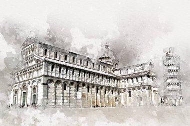 Pisa sanat eskizi çizimi eğlenceli tasarım antika eski sanat fotoğrafçılığı