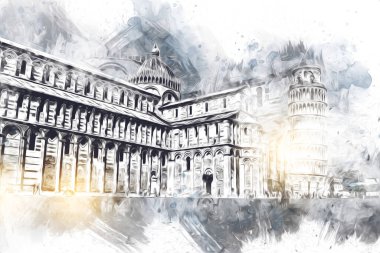 Pisa sanat eskizi çizimi eğlenceli tasarım antika eski sanat fotoğrafçılığı