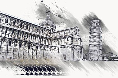 Pisa sanat eskizi çizimi eğlenceli tasarım antika eski sanat fotoğrafçılığı