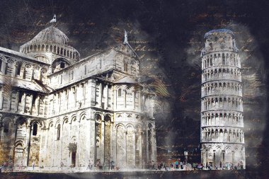 Pisa sanat eskizi çizimi eğlenceli tasarım antika eski sanat fotoğrafçılığı