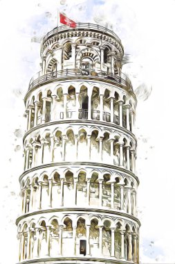 Pisa sanat eskizi çizimi eğlenceli tasarım antika eski sanat fotoğrafçılığı