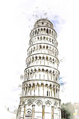 Pisa sanat eskizi çizimi eğlenceli tasarım antika eski sanat fotoğrafçılığı