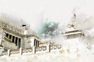 Roma İtalya sanatı eskiz çizimi eğlenceli tasarım antika retro