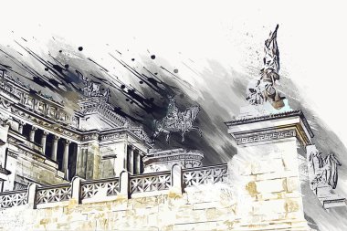 Roma İtalya sanatı eskiz çizimi eğlenceli tasarım antika retro