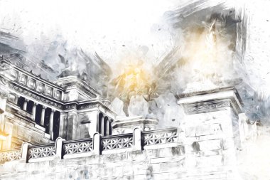 Roma İtalya sanatı eskiz çizimi eğlenceli tasarım antika retro