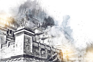 Roma İtalya sanatı eskiz çizimi eğlenceli tasarım antika retro