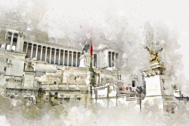 Roma İtalya sanatı eskiz çizimi eğlenceli tasarım antika retro