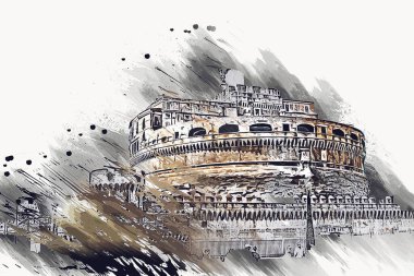 Roma İtalya sanatı eskiz çizimi eğlenceli tasarım antika retro