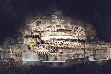 Roma İtalya sanatı eskiz çizimi eğlenceli tasarım antika retro