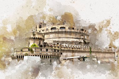 Roma İtalya sanatı eskiz çizimi eğlenceli tasarım antika retro