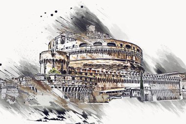 Roma İtalya sanatı eskiz çizimi eğlenceli tasarım antika retro