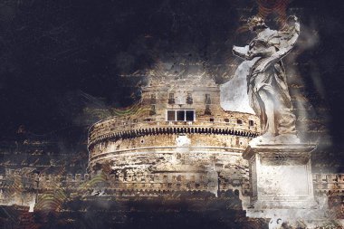 Roma İtalya sanatı eskiz çizimi eğlenceli tasarım antika retro