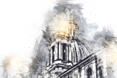 Roma İtalya sanatı eskiz çizimi eğlenceli tasarım antika retro