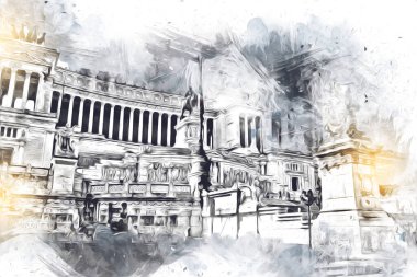 Roma İtalya sanatı eskiz çizimi eğlenceli tasarım antika retro