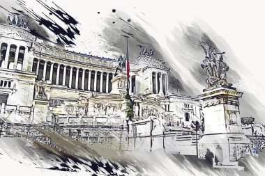 Roma İtalya sanatı eskiz çizimi eğlenceli tasarım antika retro