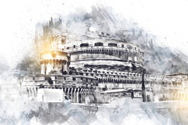 Roma İtalya sanatı eskiz çizimi eğlenceli tasarım antika retro